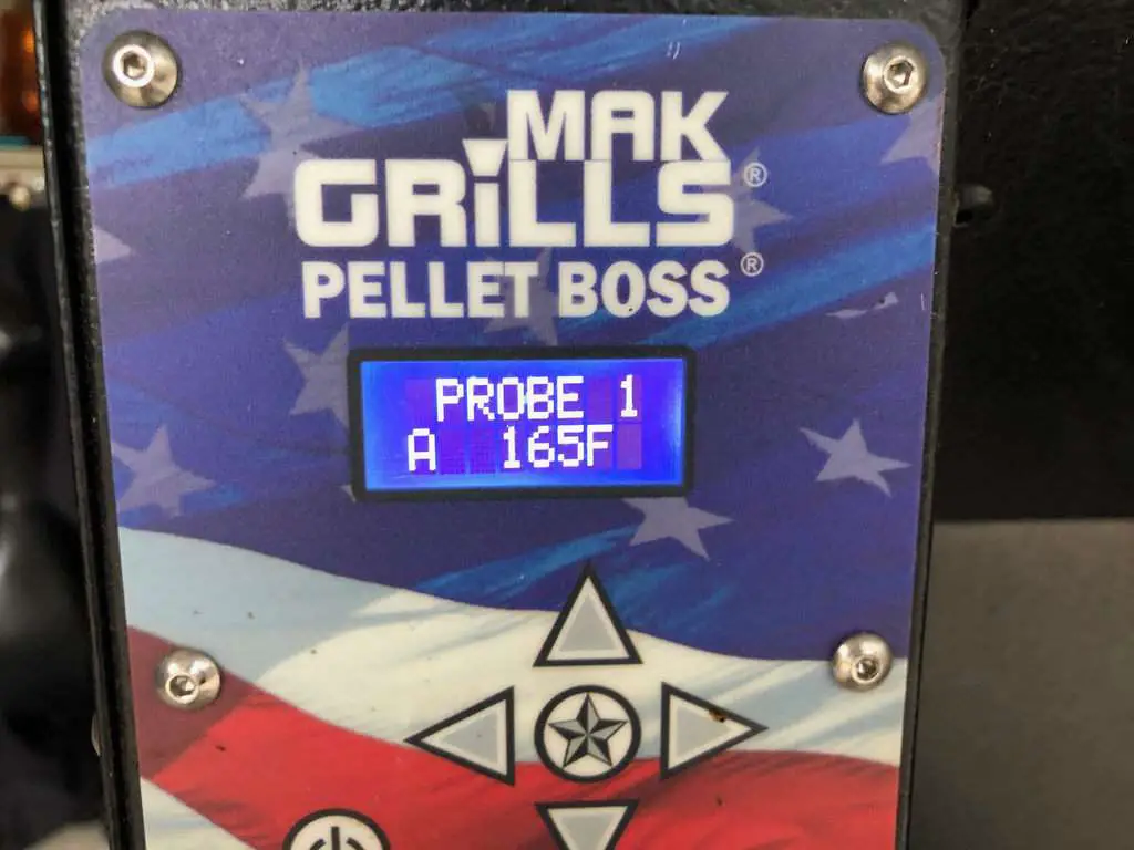 Probe 1 alarm went off when internal temperature hit 165 on MAK Grills Pellet Boss controller