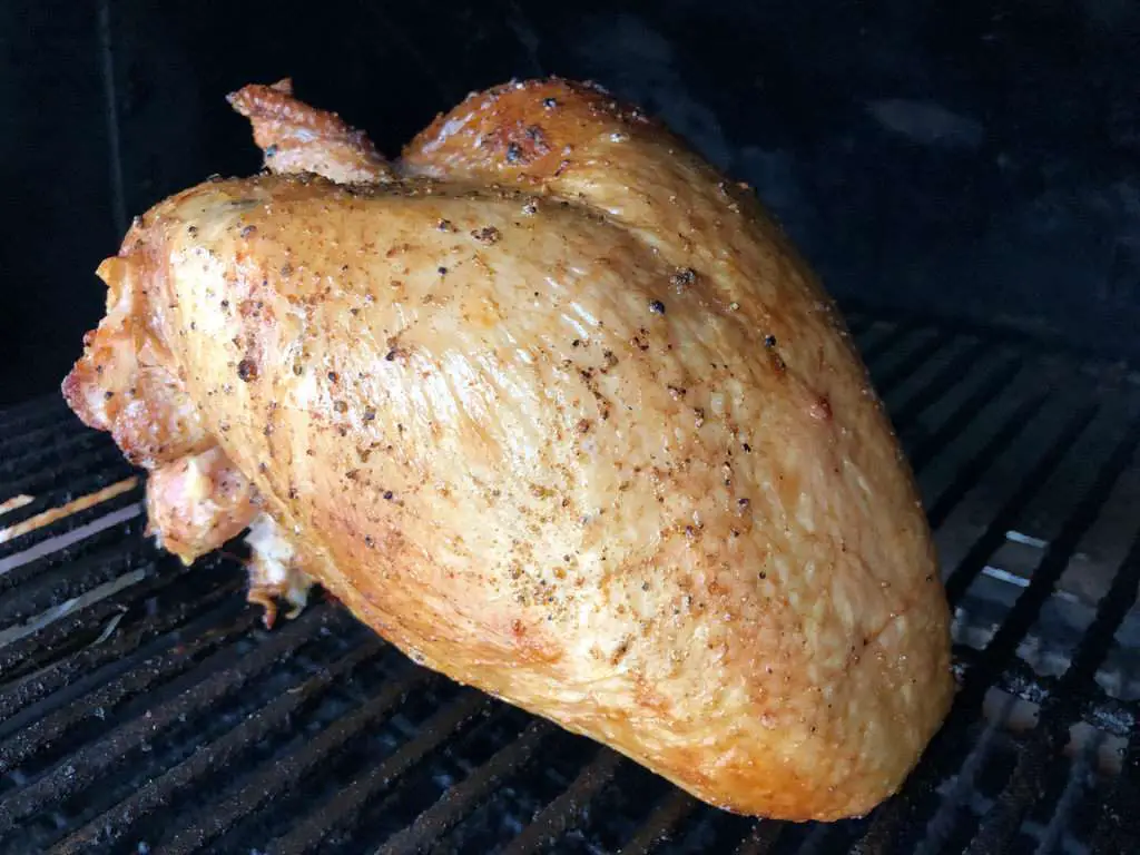 Crispy skin on young turkey cooked on MAK 2 Star pellet grill