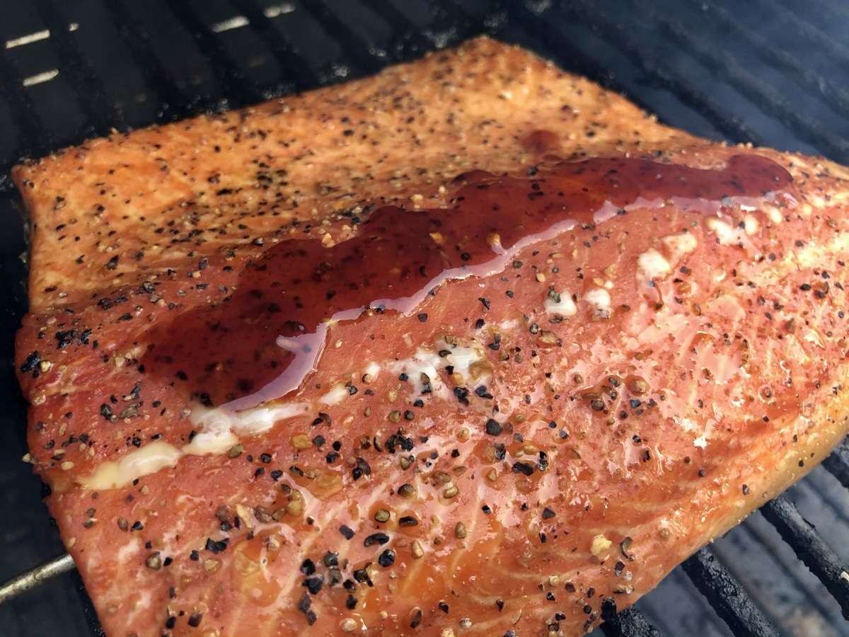 SuckleBusters Chipotle BBQ Glaze on salmon filet