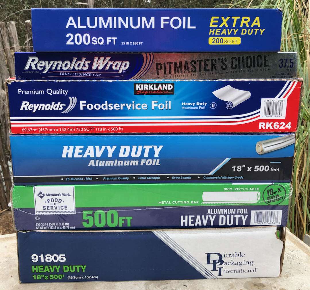 Over $200 spent on five of the most popular heavy duty aluminum foils sold on Amazon.com, plus one from Costco. I am going to be super popular with my Area 51 friends.