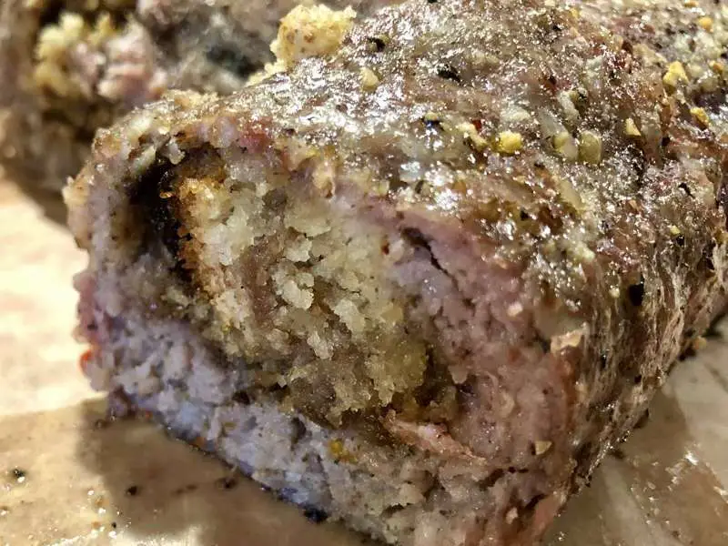 Crumb cake inside of sausage roll.