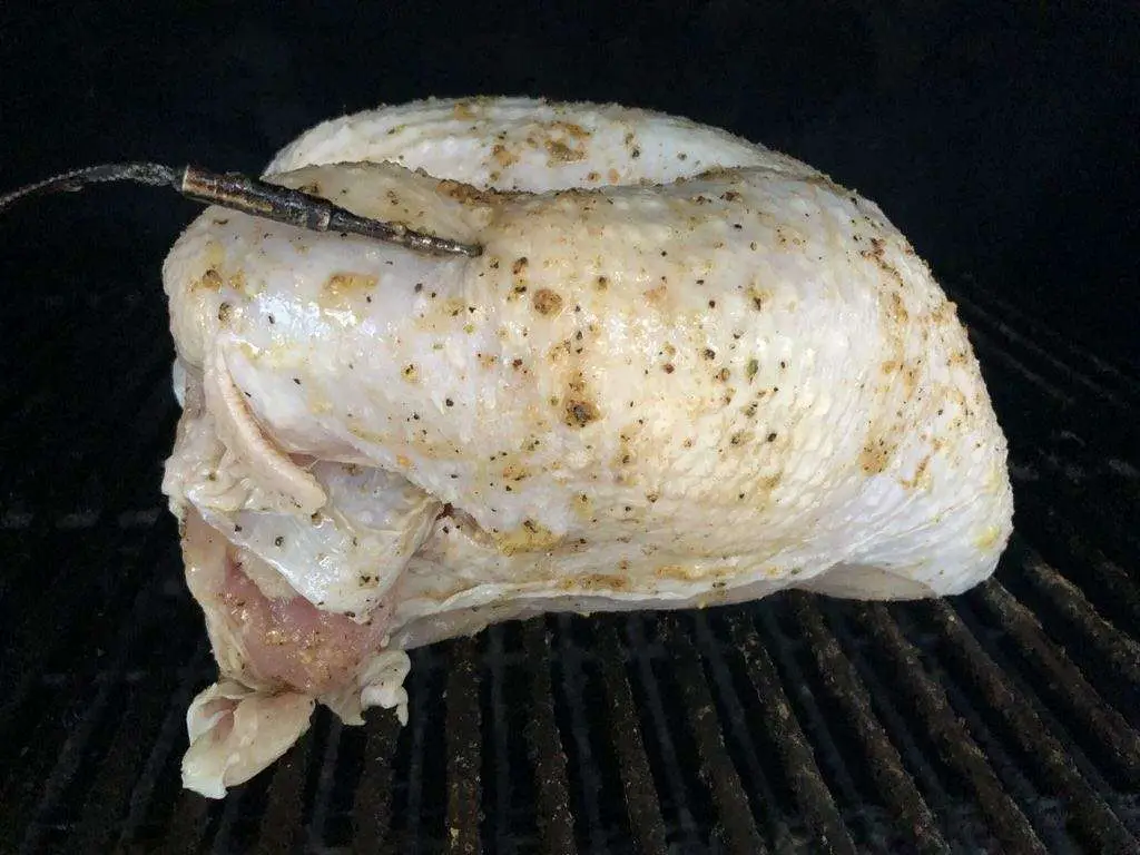 Cooking turkey on top rack on MAK 2 Star Pellet Grill