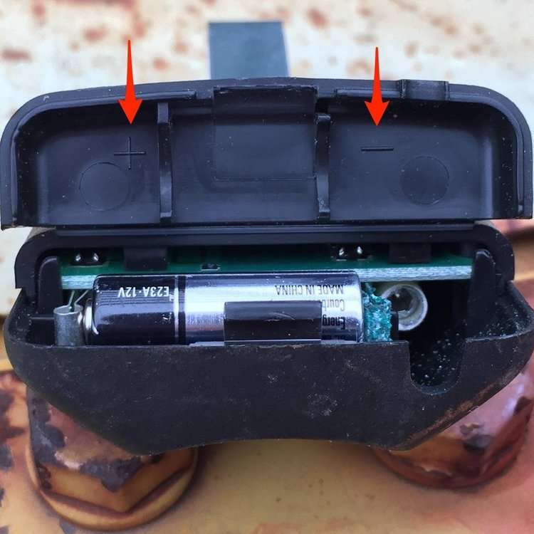 Battery orientation guide on inside of compartment