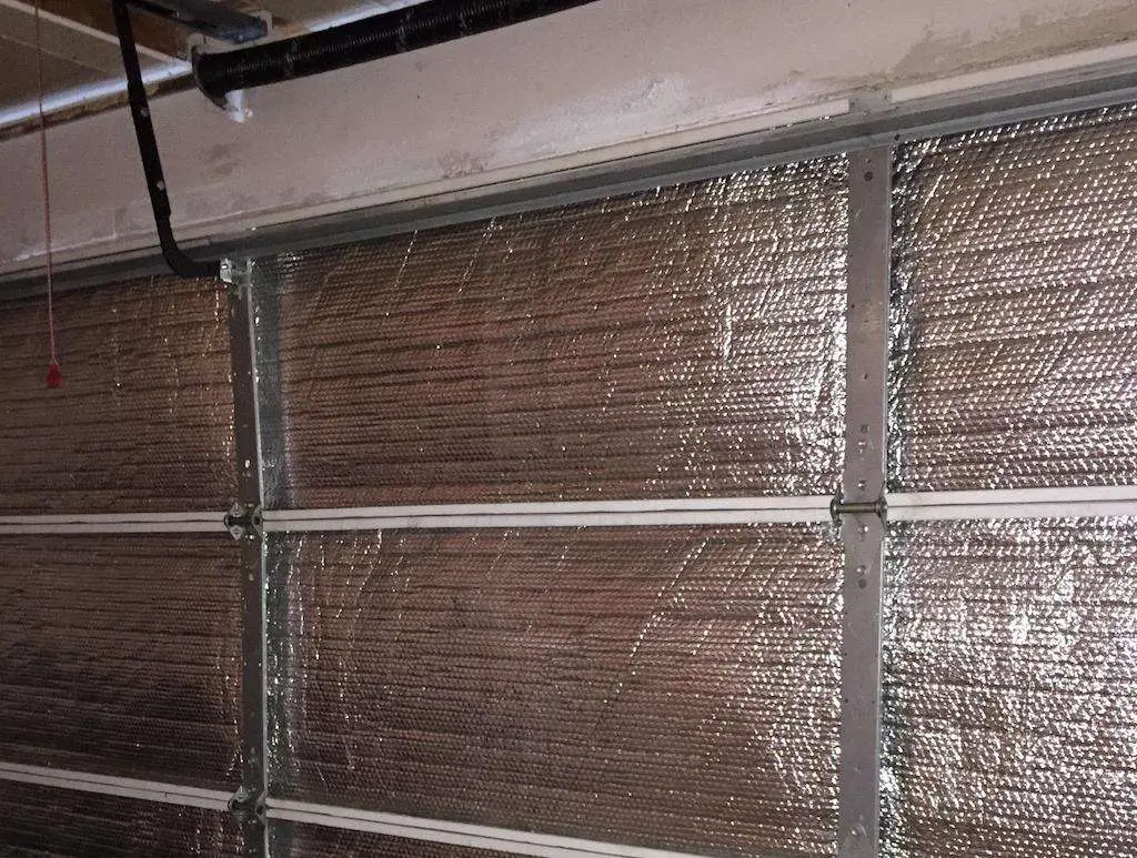DIY insulation kit installed on garage door