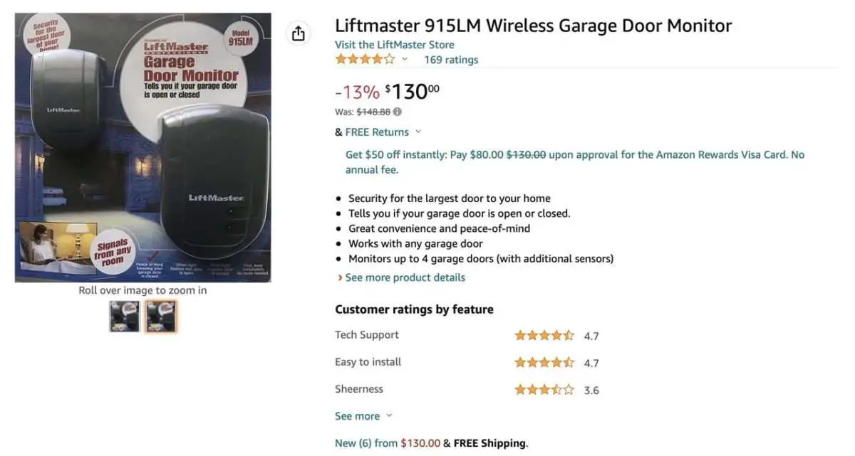 The 915LM garage door monitor had great reviews, but as you can see resellers started jacking up the prices once they were discontinued.