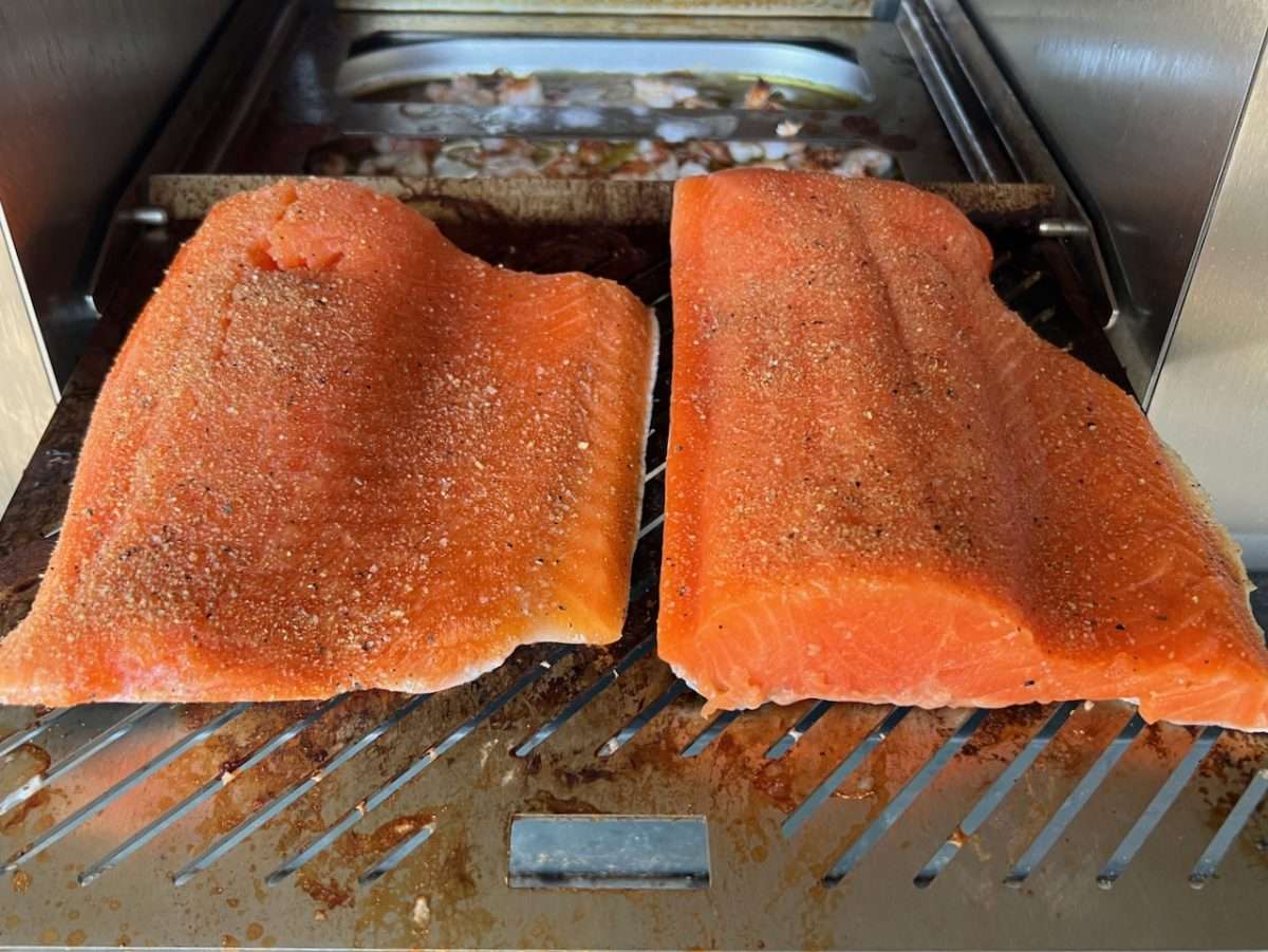 Meaty salmon filets from Costco on Schwank Infrared Grill