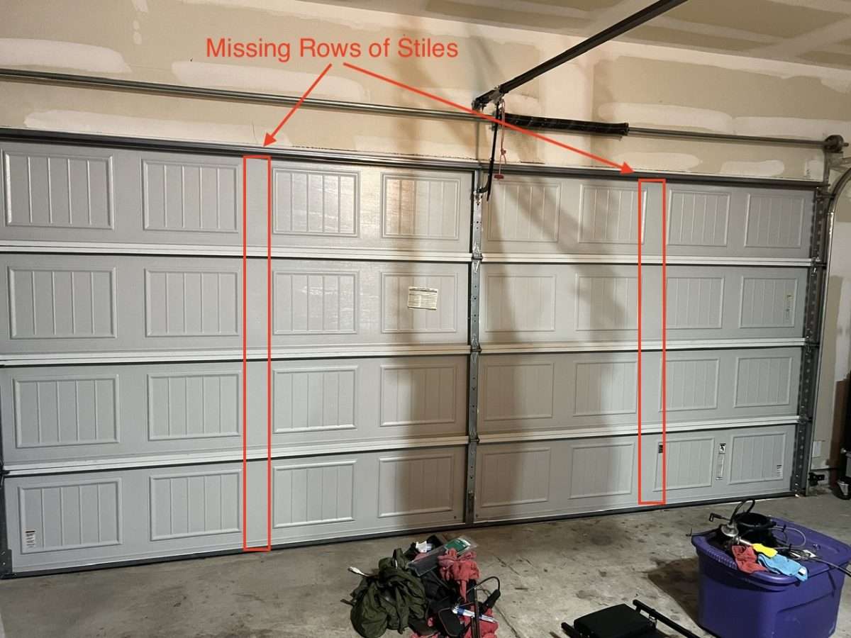 Windsor single stile garage door with a row of stiles only in the center.