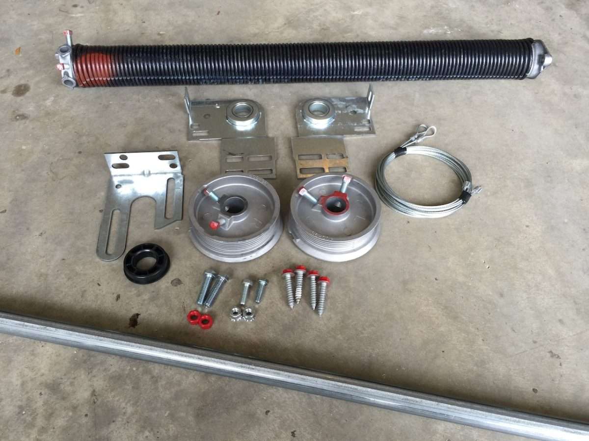 Parts needed to convert a TorqueMaster spring to a standard torsion spring.