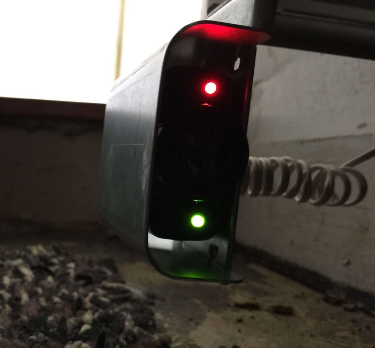 Receiving sensor on Linear garage door opener.