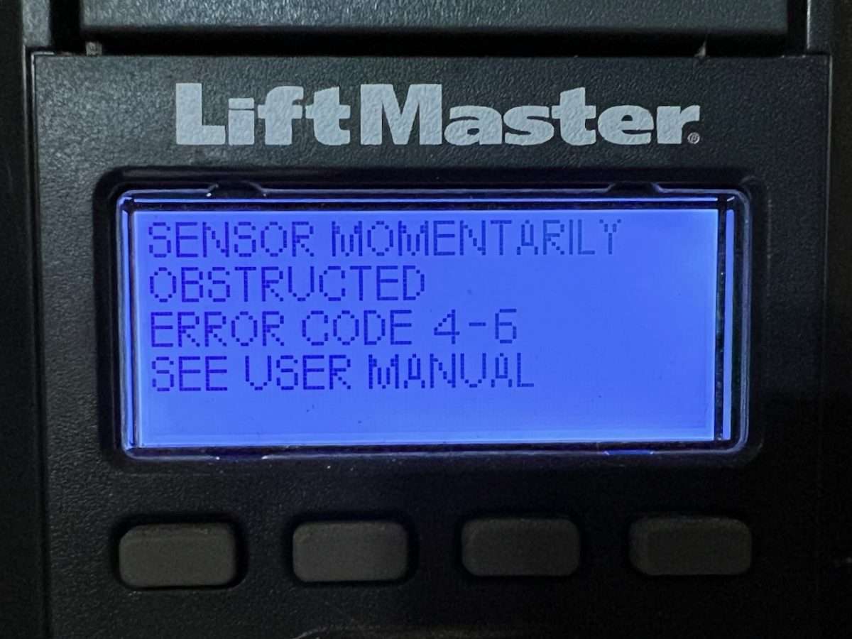 Sensor momentarily obstructed error code 4-6.
