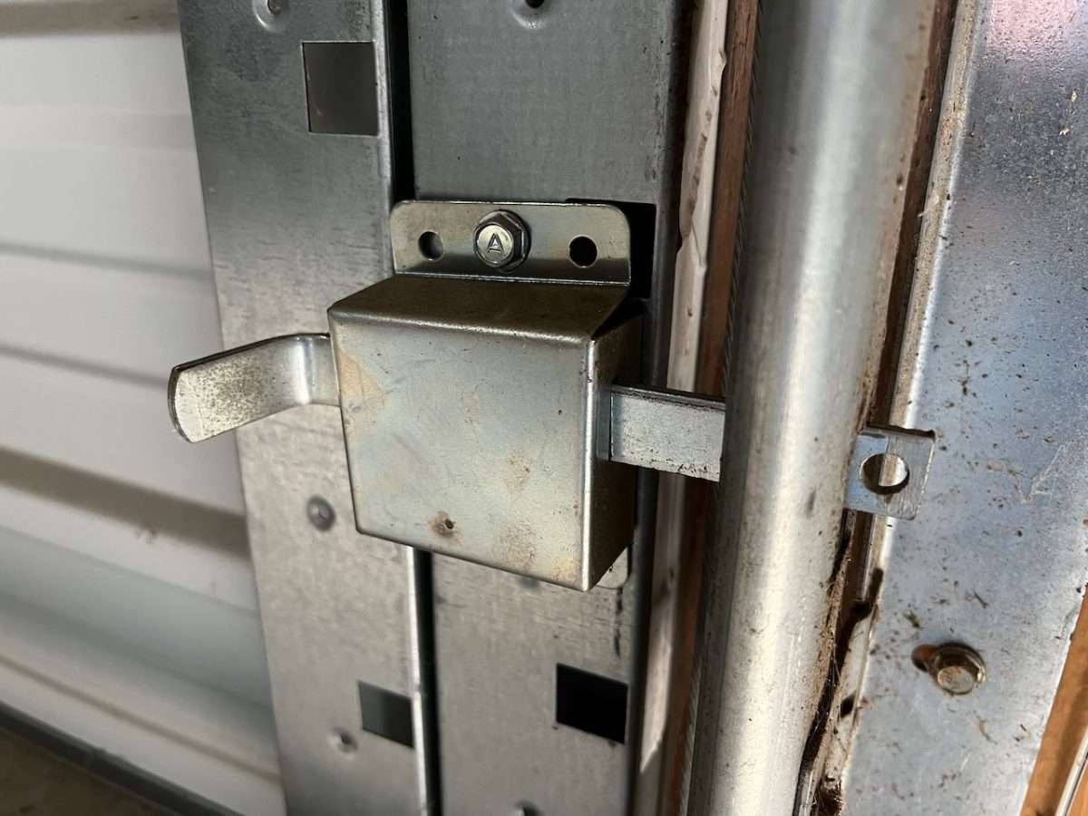 Locked inside slide lock on garage door.