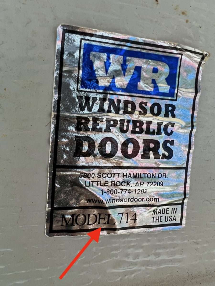 Inside label on Windsor garage doors.
